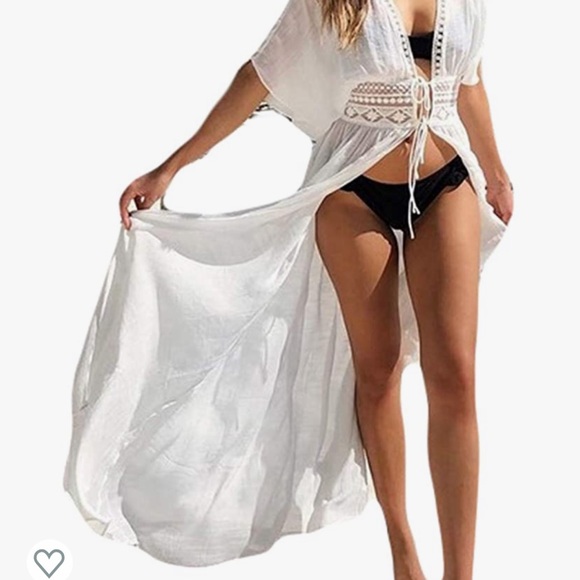 Open Front Kimono Beach Cover Up Maxi - Picture 2 of 6